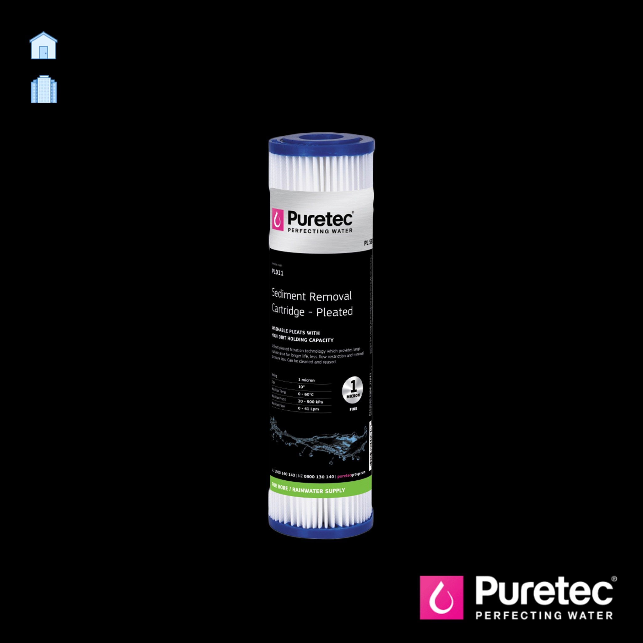 Puretec PL Series 10 Inch Pleated Sediment Cartridge - Active Water Solutions