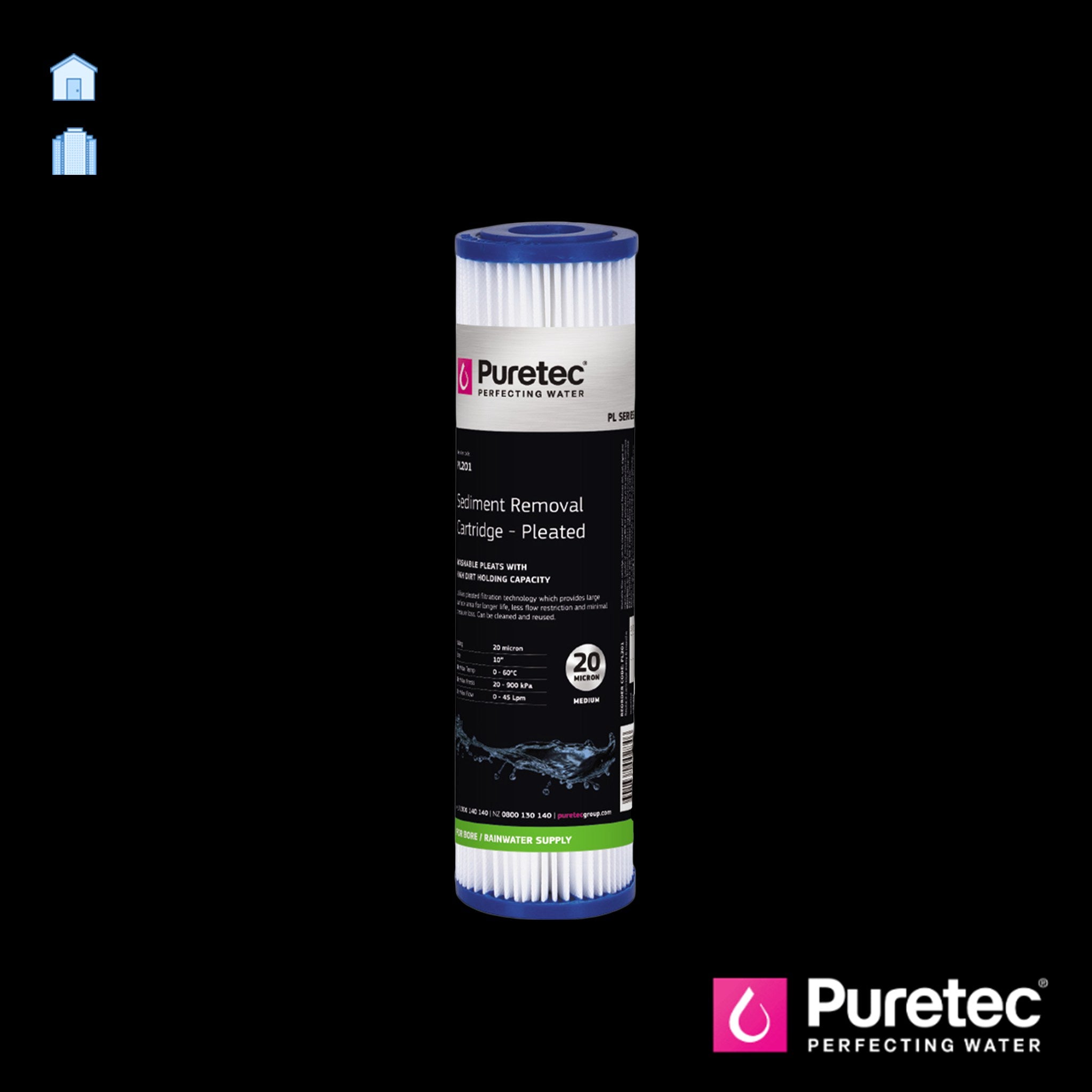 Puretec PL Series 10 Inch Pleated Sediment Cartridge - Active Water Solutions