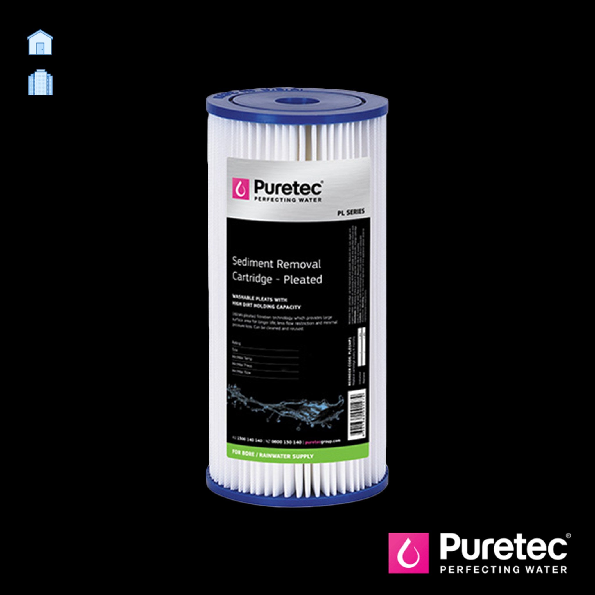 Puretec PL Series 10 Inch Pleated Sediment Maxi Plus Cartridge - Active Water Solutions