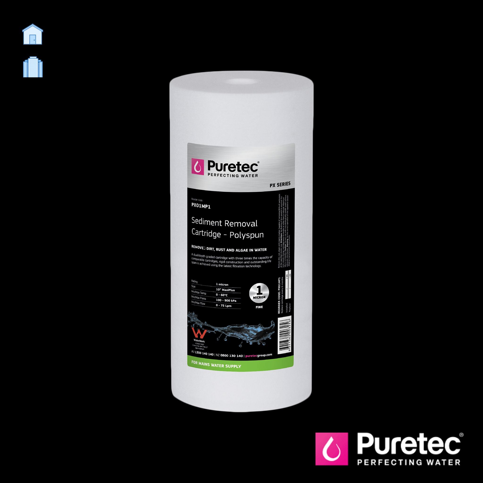 Puretec PX Series 10 Inch Polyspun Sediment Maxi Plus Cartridge - Active Water Solutions