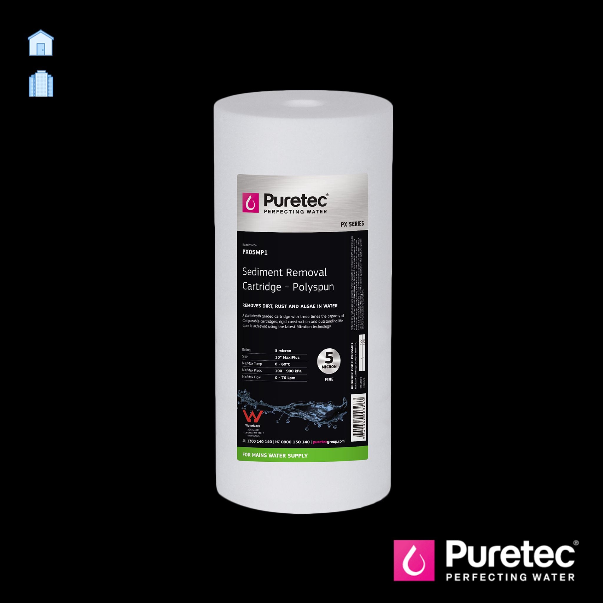 Puretec PX Series 10 Inch Polyspun Sediment Maxi Plus Cartridge - Active Water Solutions