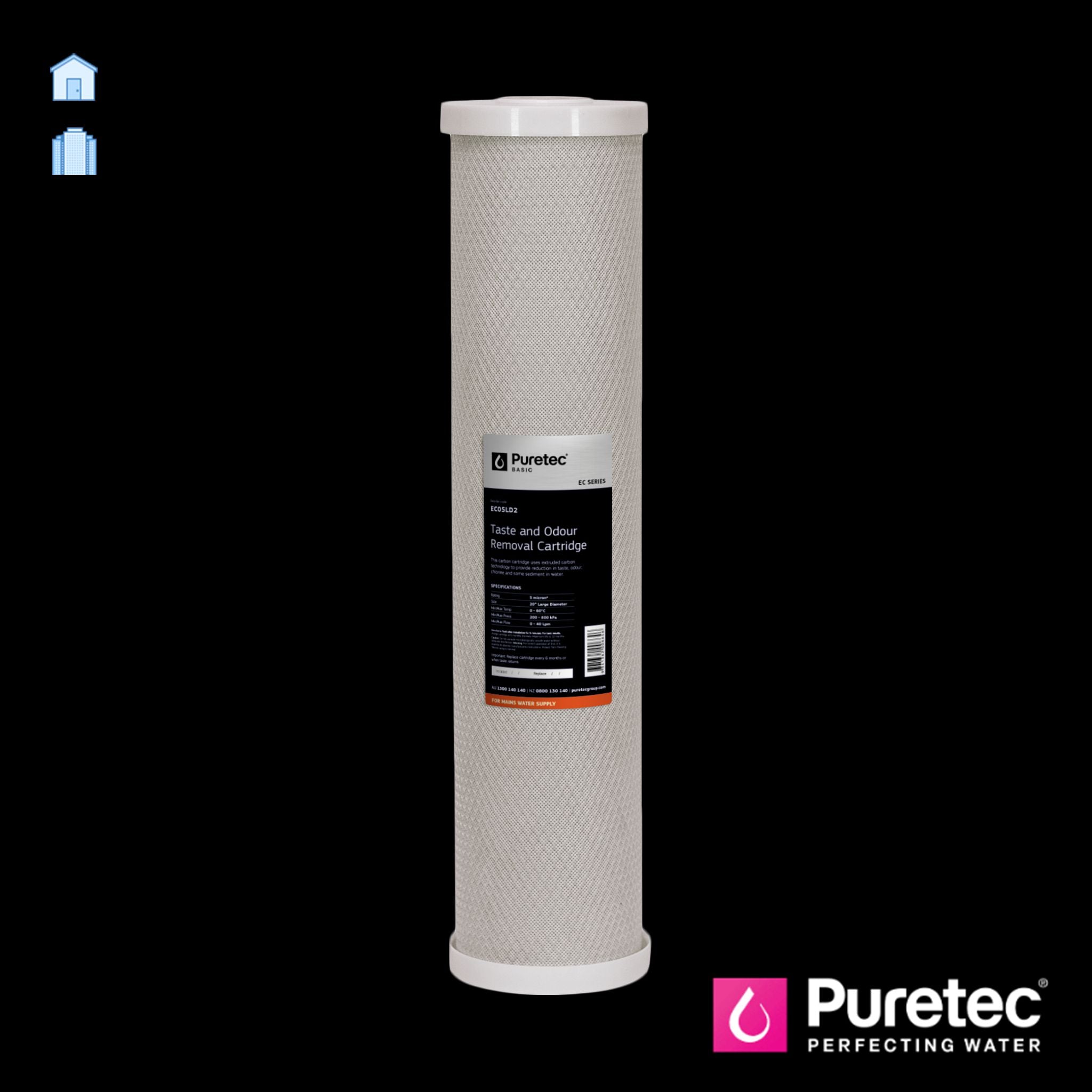 Puretec EC Series 20 Inch Extruded Carbon Large Diameter Cartridge - Active Water Solutions