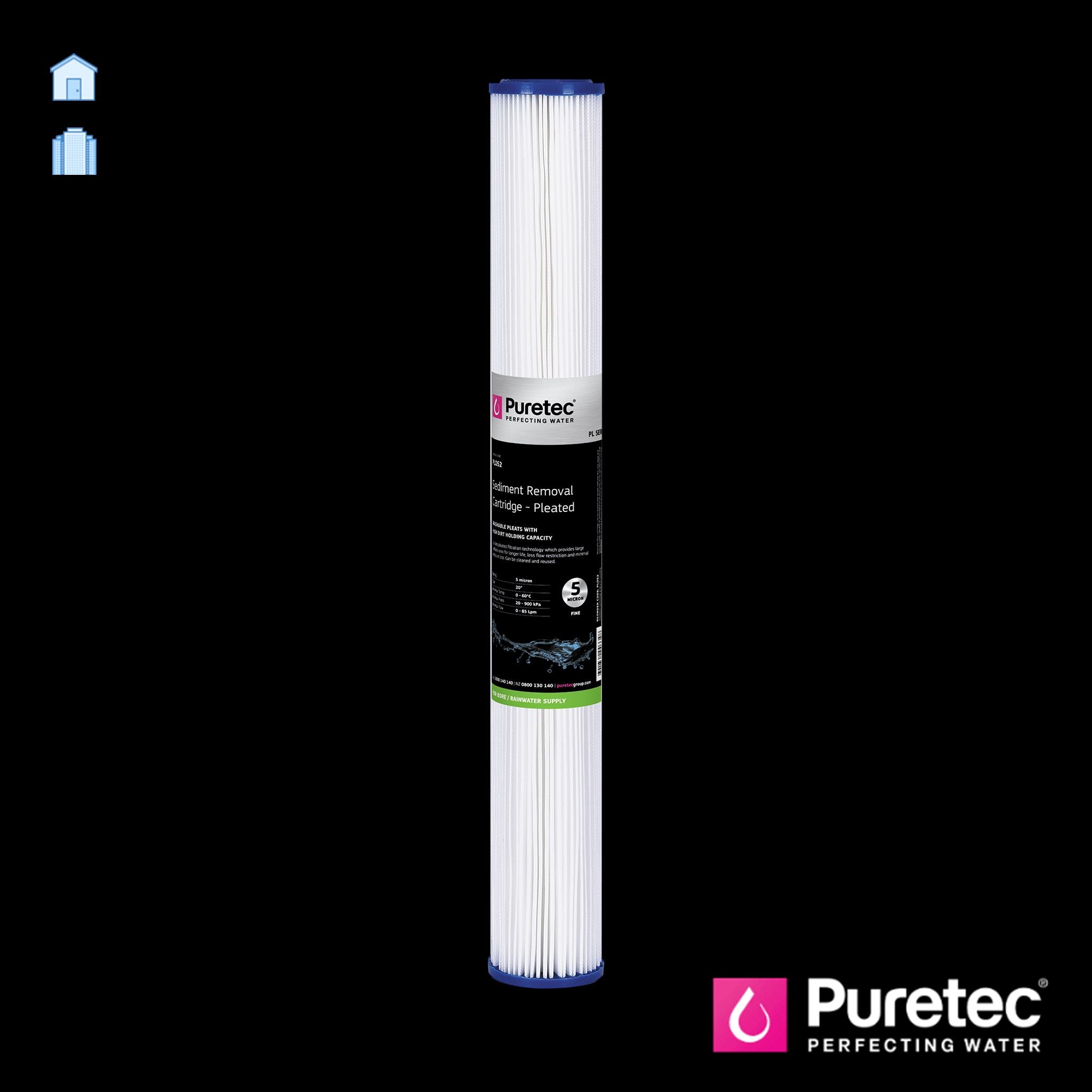 Puretec PL Series 20 Inch Pleated Sediment Cartridge - Active Water Solutions