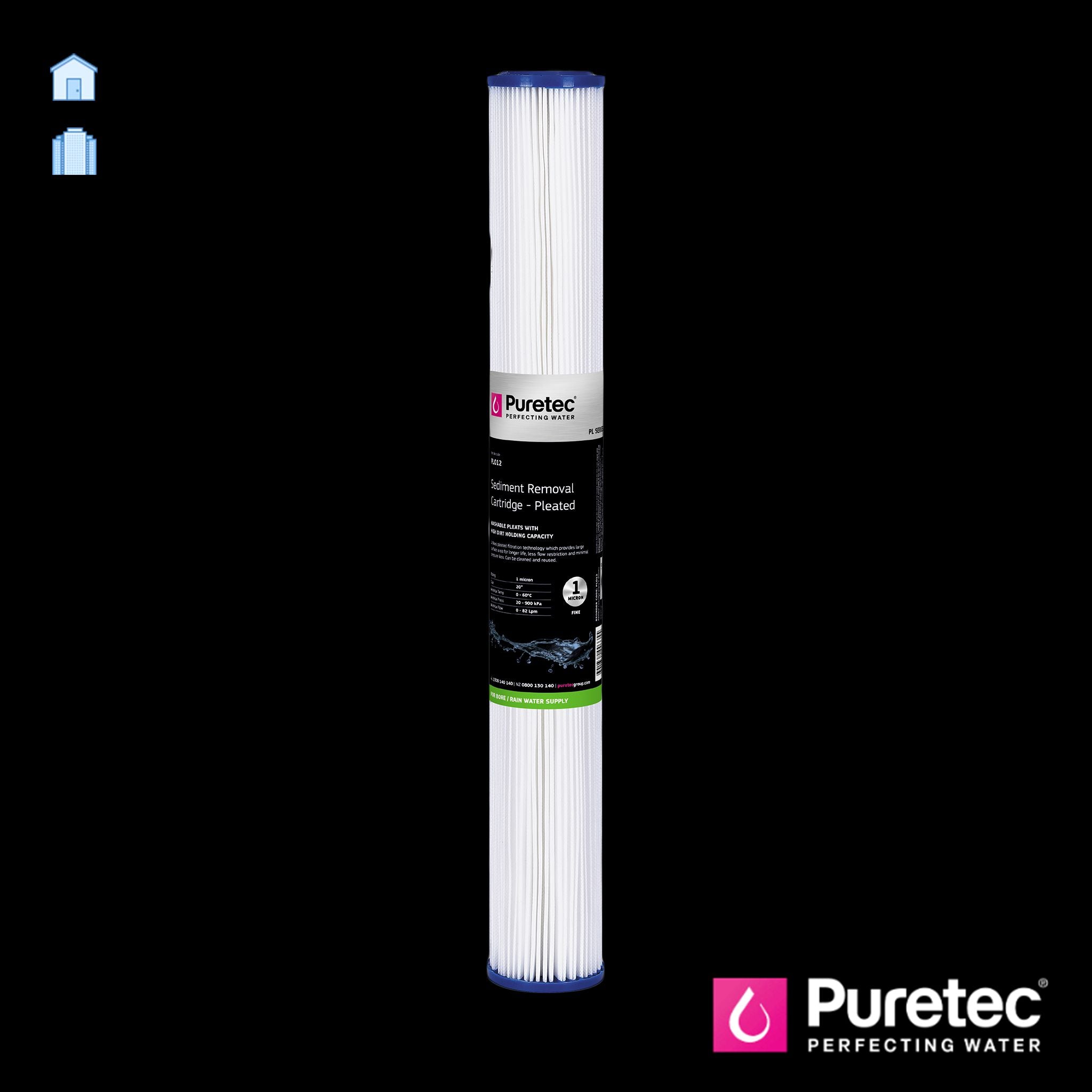 Puretec PL Series 20 Inch Pleated Sediment Cartridge - Active Water Solutions