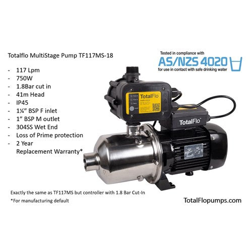 TF117MS-18 TotalFlo M-Stage Pump 750w 1.8B - Active Water Solutions